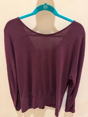White House Black Market Women's V-Neck Sweater in Deep Plum